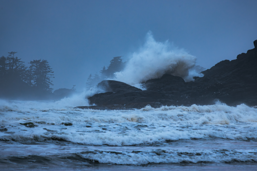 During the summer, storm systems occasionally appear. But during Tofino's storm season—between October and April—low-pressure systems dominate, bringing the drama in three types of storms.