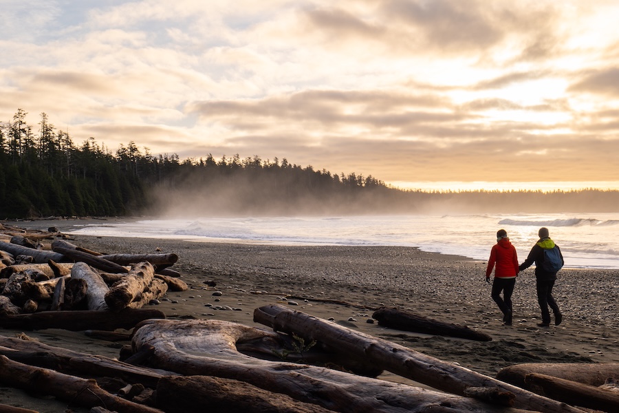 Hidden Gems to Visit in Tofino + Pacific Rim National Park: Florencia Bay, with its dramatic cliffs and soft, untouched sand, it’s a local favourite.