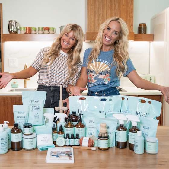 Monika and Robyn with their line of Mint Cleaning Products